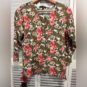 Chadwick’s size large green floral multicolor button up cardigan
